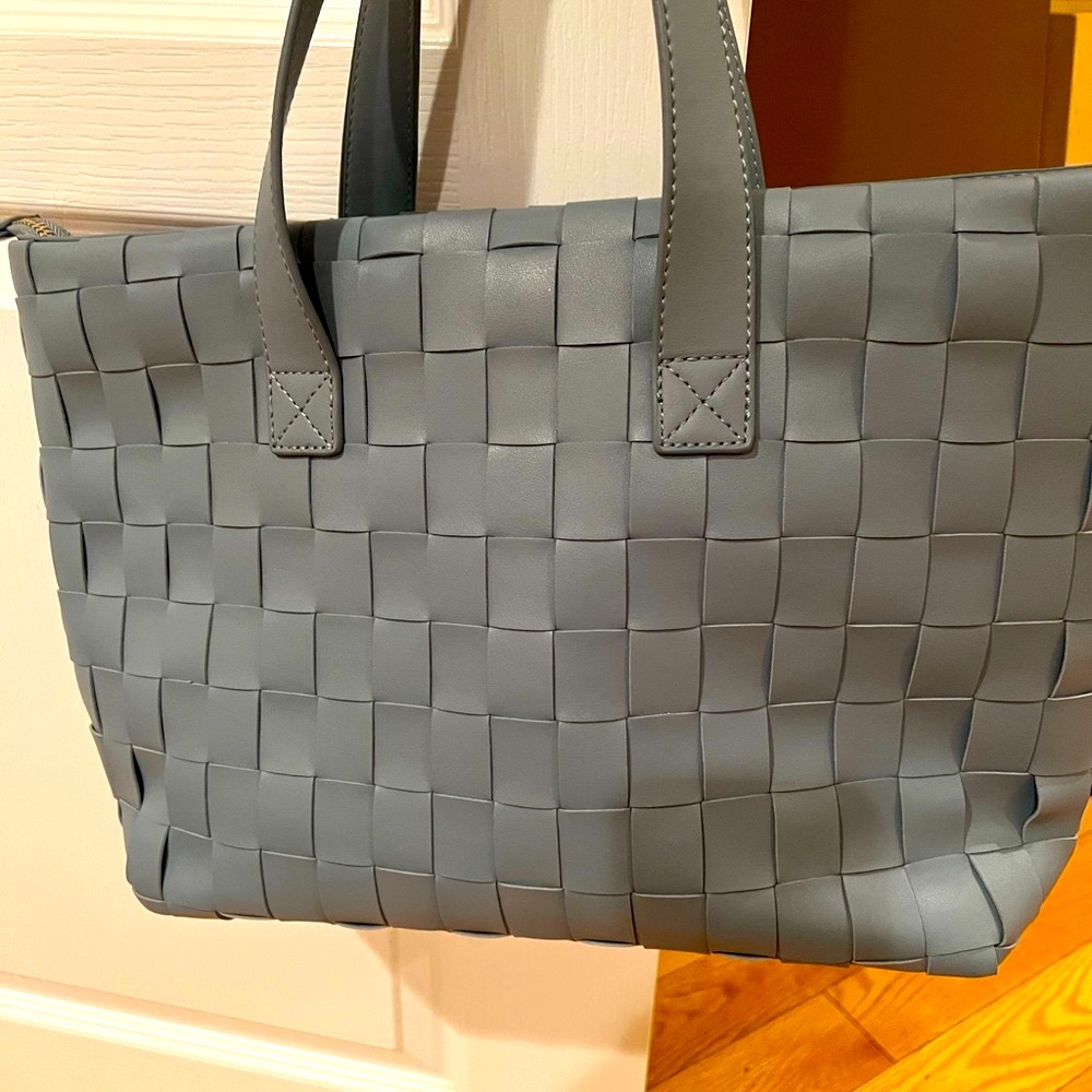 Like New Like Dreams Woven Vegan Leather Tote Bag - Gray never used